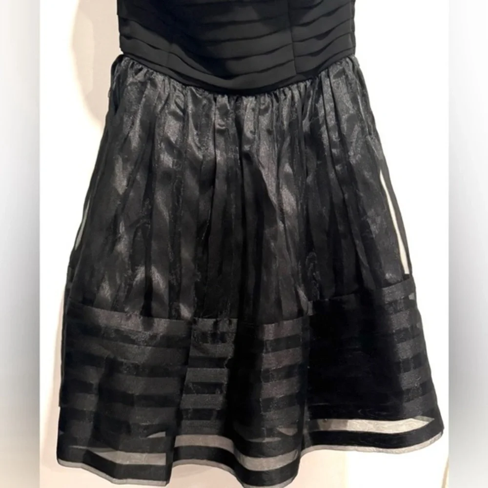 Betsey Johnson Vintage Party CocktailDress Mini Bustier Black tulle striped US8 - Picture 2 of 6